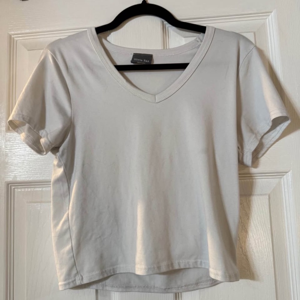 Olivia Rae Classic White V-Neck Tee